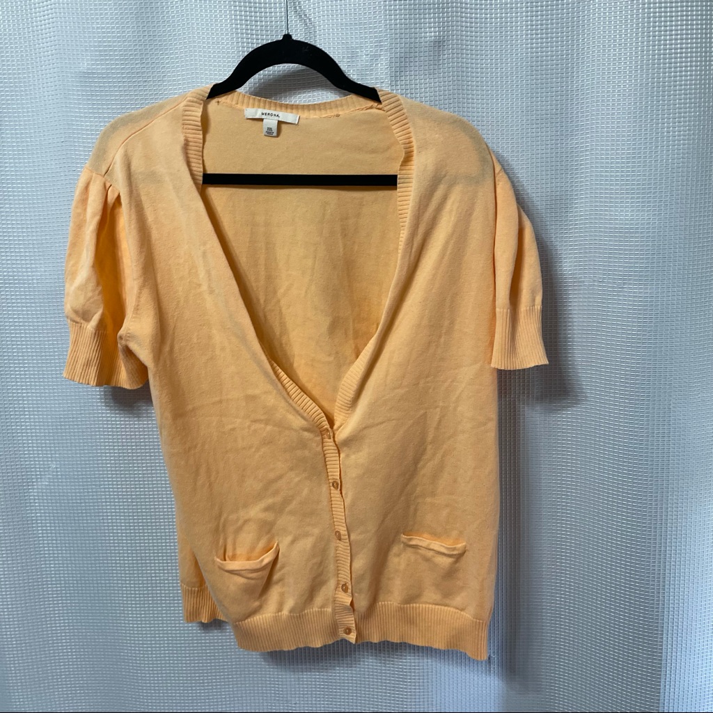 Merona Peach Short Sleeve Cardigan Size Xxl